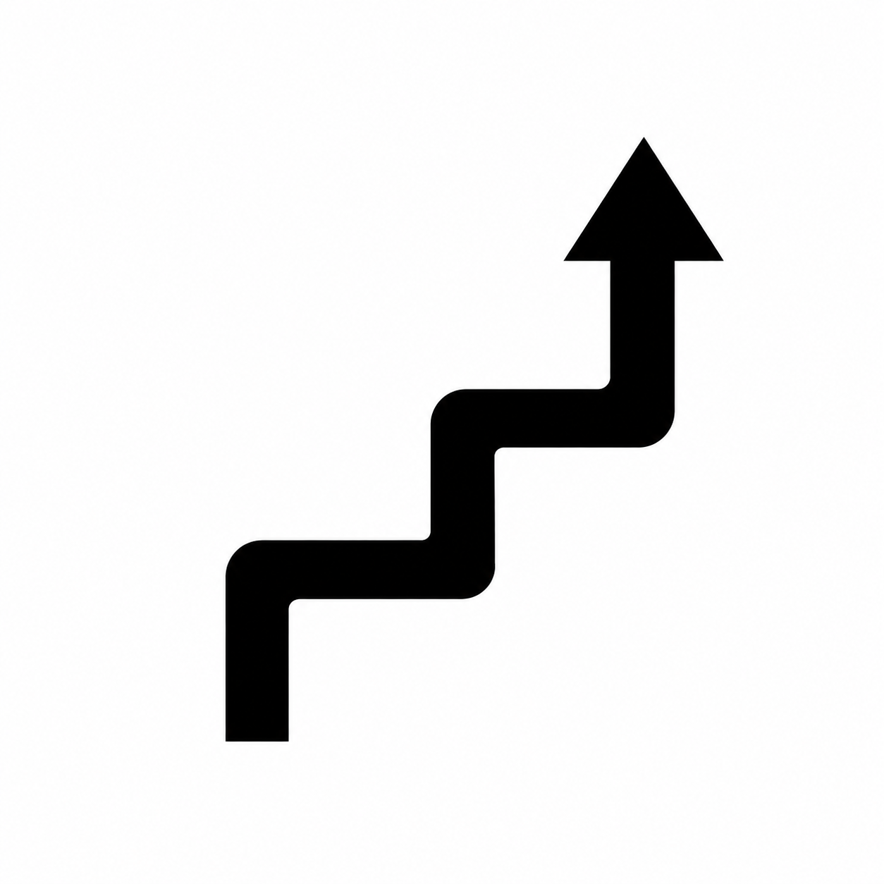 Black stepped arrow rising upward: the Arrow Path icon